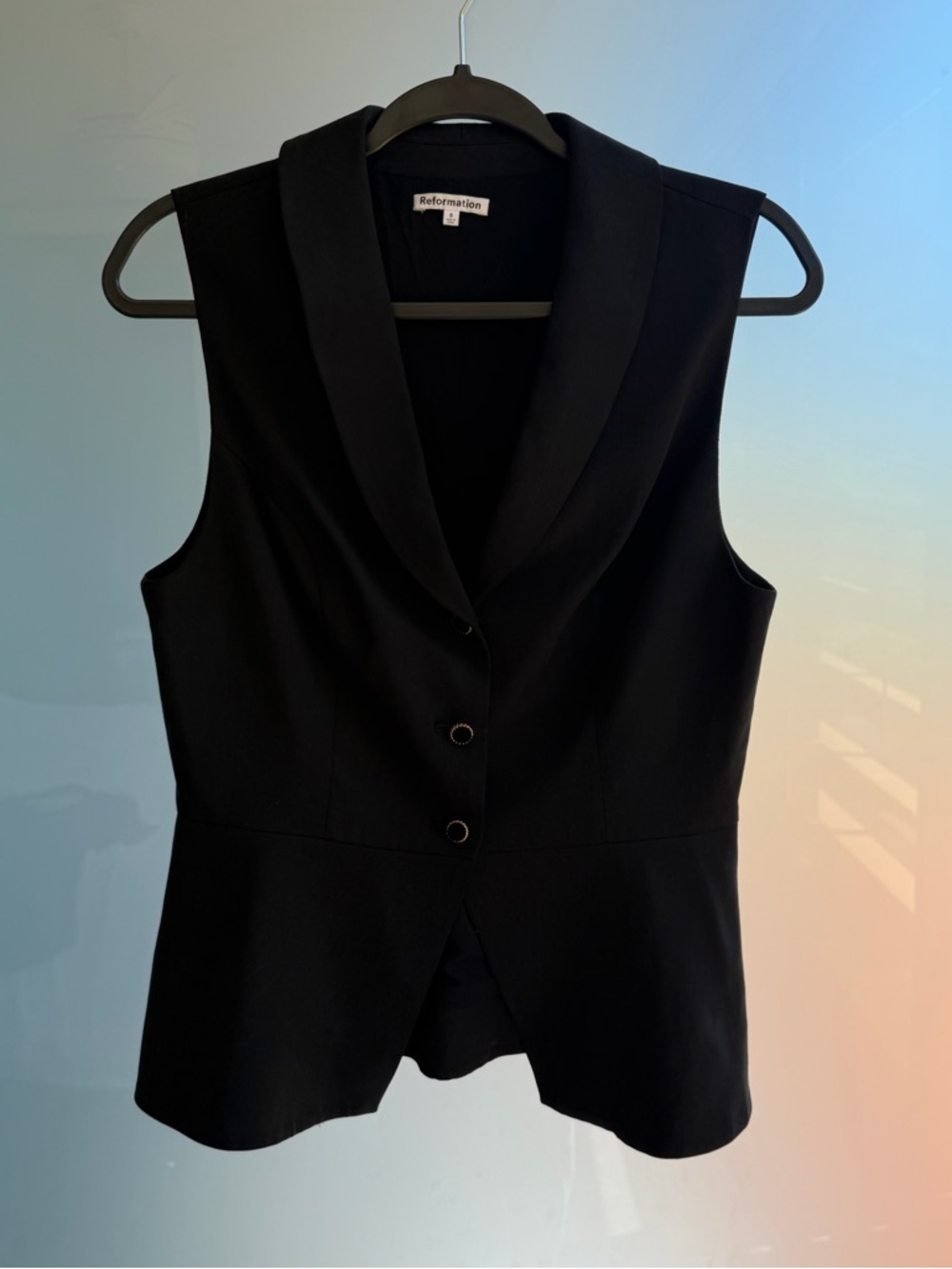 Reformation Black Vest with Gold Button Details